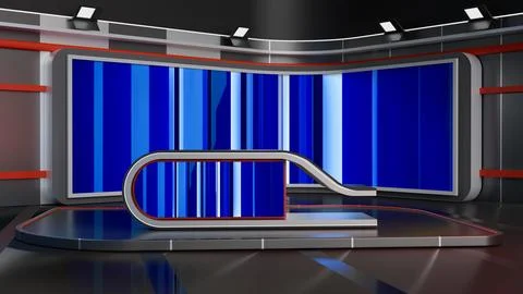 3D Virtual News Studio Background,3d illustration Stock Illustration