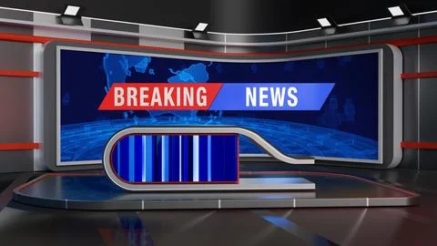 3D Virtual News Studio Background,3d illustration Stockillustratie