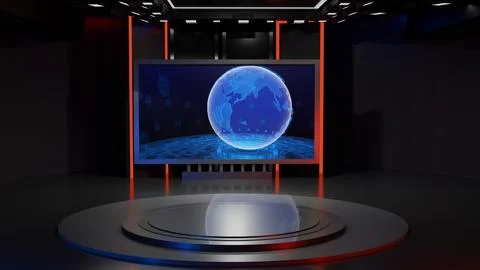 3D Virtual News Studio Background,3d illustration Stockillustratie