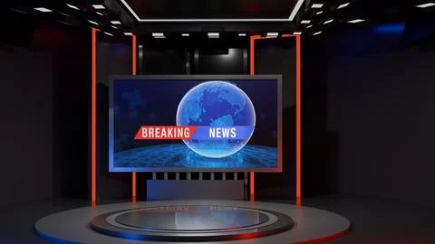 3D Virtual News Studio Background,3d illustration Stock Illustration