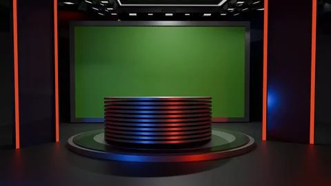3D Virtual News Studio Background,3d illustration Stock Illustration