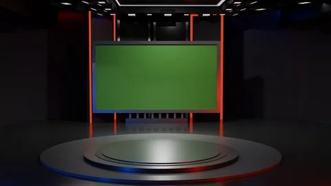 3D Virtual News Studio Background,3d illustration Stockillustratie