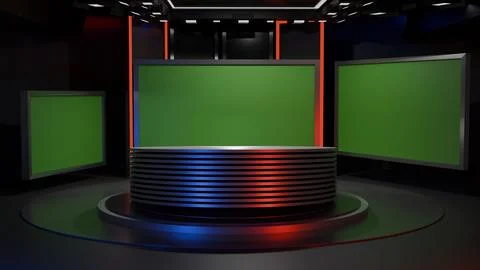 3D Virtual News Studio Background,3d illustration Stockillustratie