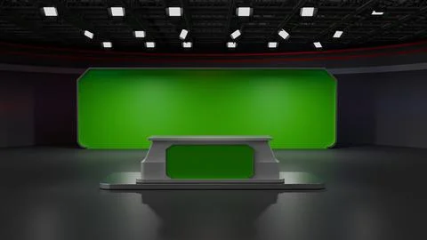 3D Virtual News Studio Background,3d illustration Stockillustratie