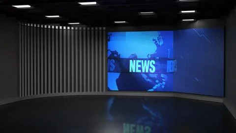 3D Virtual News Studio Background,3d illustration Illustrazione stock