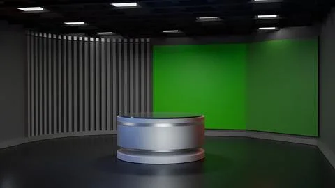 3D Virtual News Studio Background,3d illustration Stock Illustration