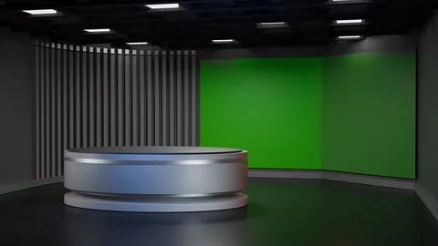 3D Virtual News Studio Background,3d illustration Stock Illustration