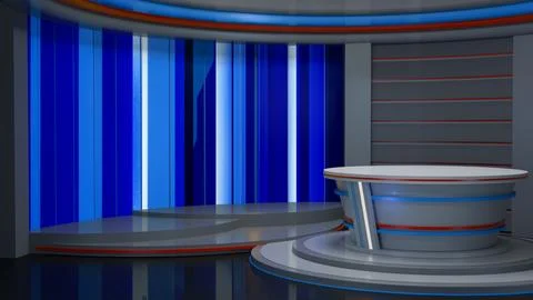 3D Virtual News Studio Background,3d illustration Stock Illustration