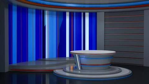 3D Virtual News Studio Background,3d illustration Stock Illustration