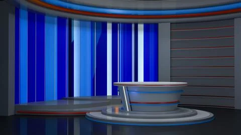 3D Virtual News Studio Background,3d illustration Stockillustratie