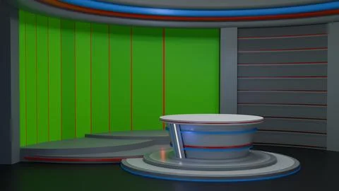 3D Virtual News Studio Background,3d illustration Stock Illustration