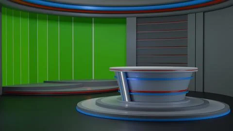 3D Virtual News Studio Background,3d illustration Stock Illustration