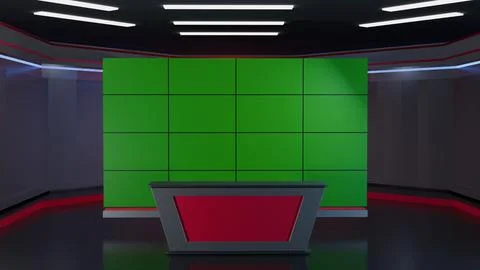 3D Virtual News Studio Background,3d illustration Stock Illustration