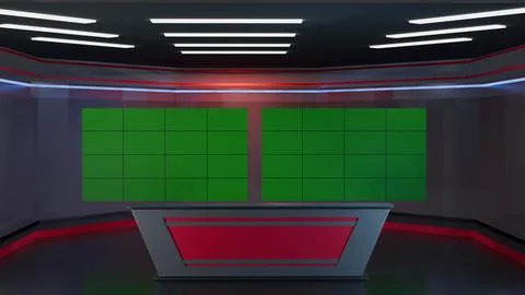 3D Virtual News Studio Background,3d illustration Stock Illustration