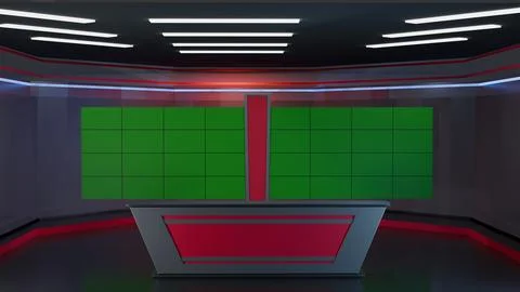 3D Virtual News Studio Background,3d illustration Stock Illustration