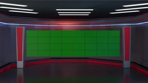 3D Virtual News Studio Background,3d illustration Stock Illustration