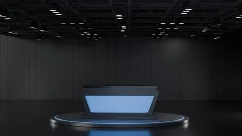 3D Virtual News Studio Background,3d illustration Stock Illustration