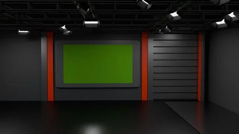 3D Virtual News Studio Background,3d illustration Stock Illustration