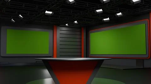 3D Virtual News Studio Background,3d illustration Stock Illustration