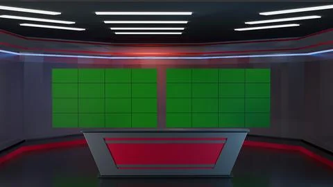 3D Virtual News Studio Background,3d illustration Stockillustratie