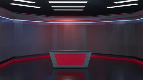 3D Virtual News Studio Background,3d illustration Stockillustratie