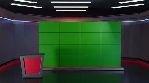 3D Virtual News Studio Background,3d illustration Stock Illustration