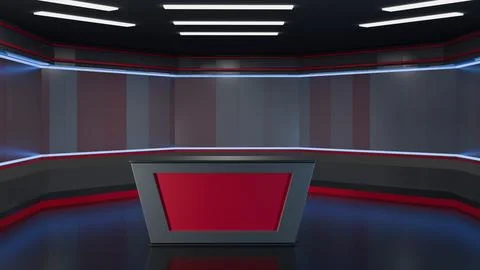 3D Virtual News Studio Background,3d illustration Stockillustratie