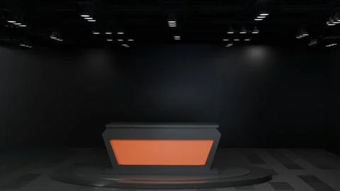 3D Virtual News Studio Background,3d illustration Stock Illustration