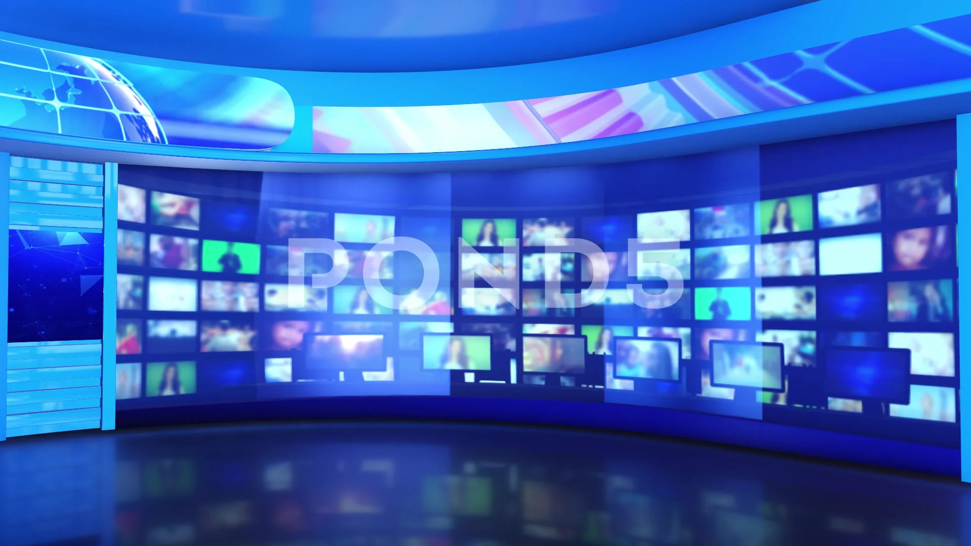 3d virtual news studio green screen back... | Stock Video | Pond5
