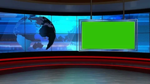 3d virtual news studio green screen back... | Stock Video | Pond5