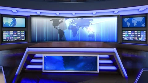 3d virtual news studio green screen background Stock Footage 132216024