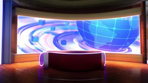3d virtual news studio green screen background Stock Footage 133536568