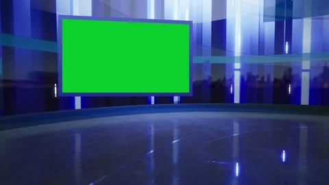 3d Virtual News Studio Green Screen Back 