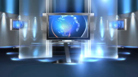 3d virtual news studio set Background Stock Footage 121253250