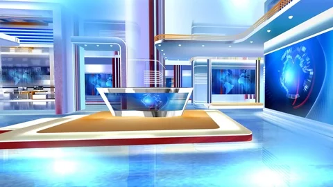 3d virtual news studio set Background Stock Footage 121253252