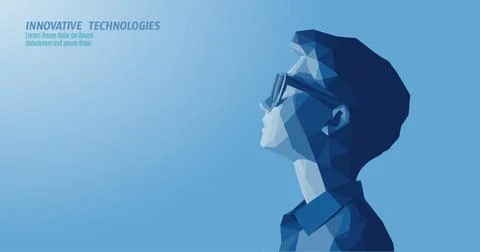 3D virtual reality helmet education concept. Augmented reality cyberspace Stock Illustration