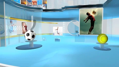 3D Virtual Sports Studio Set Background Video stock 119855564