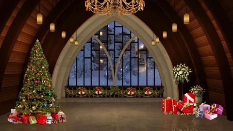 3D Virtual Studio Christmas Set Background Stock Footage 119915467