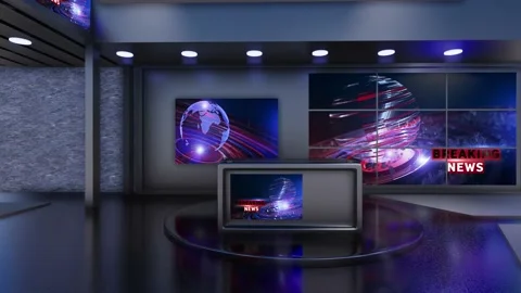 3D Virtual TV Studio News | Stock Video | Pond5