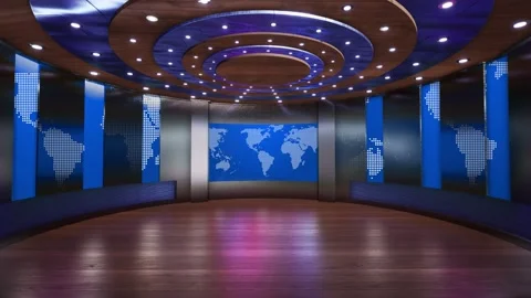 3D Virtual TV Studio News Stock Footage