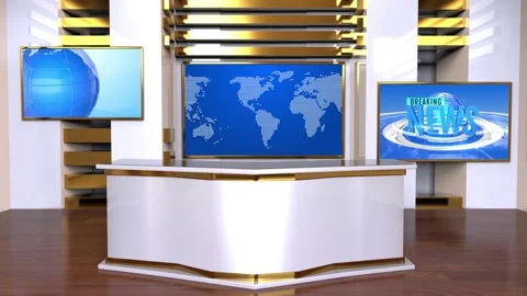 3D Virtual TV Studio News Stock Footage 143811255