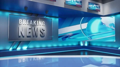 3D Virtual TV Studio News, Backdrop For TV Shows. TV On Wall. 動画素材 182305324
