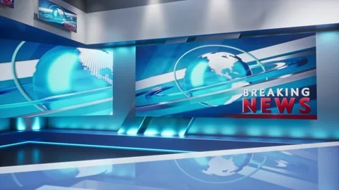3D Virtual TV Studio News, Backdrop For TV Shows. TV On Wall. 動画素材 182305926