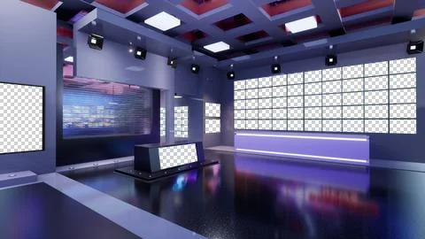 3D Virtual TV Studio News, 3d illustration Stock Illustration