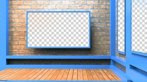 3D Virtual TV Studio News, 3d illustration Stock Illustration