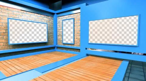 3D Virtual TV Studio News, 3d illustration Stock Illustration