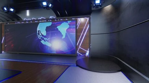 3D Virtual TV Studio News_Studio Background Stock Illustration
