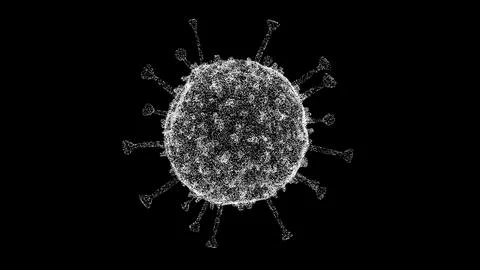 3D Virus on black background. Microscope virus close up. Medical concept. For Stock Illustration