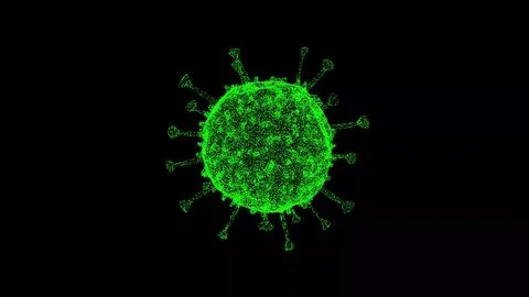 3D Virus on black background. Microscope virus close up. Medical concept. For Stock Illustration