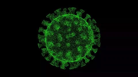 3D Virus on black background. Microscope virus close up. Medical concept. For Stock Illustration